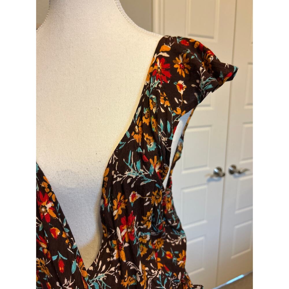 band of the free | (NWT) Brown Floral Wrap Dress | Lg - Picture 7 of 15